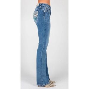 Miss Me Signature Bootcut Jeans Blue Wing Embellished Sequin JP7274B Size 27